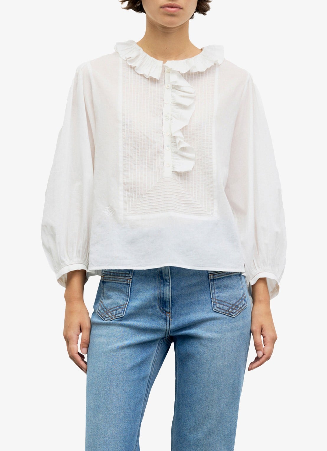 Gerard Darel Leone tuniek met ruches - detail wit