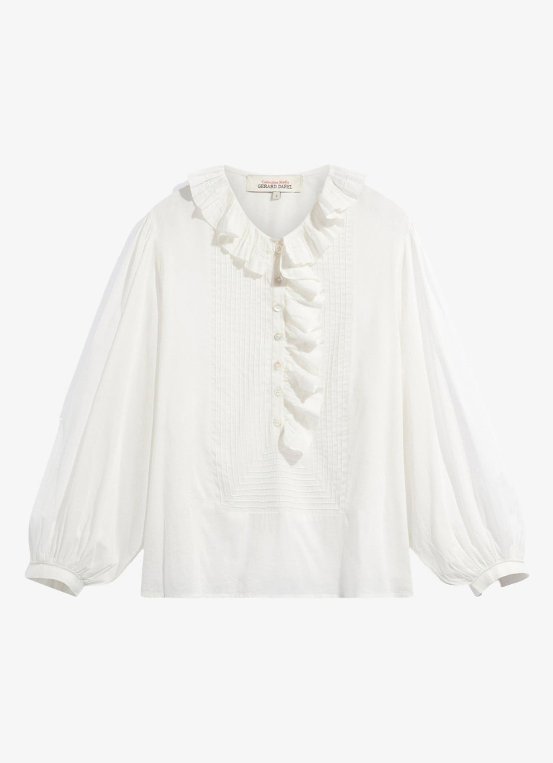Gerard Darel Leone tuniek met ruches - voorkant 2 wit