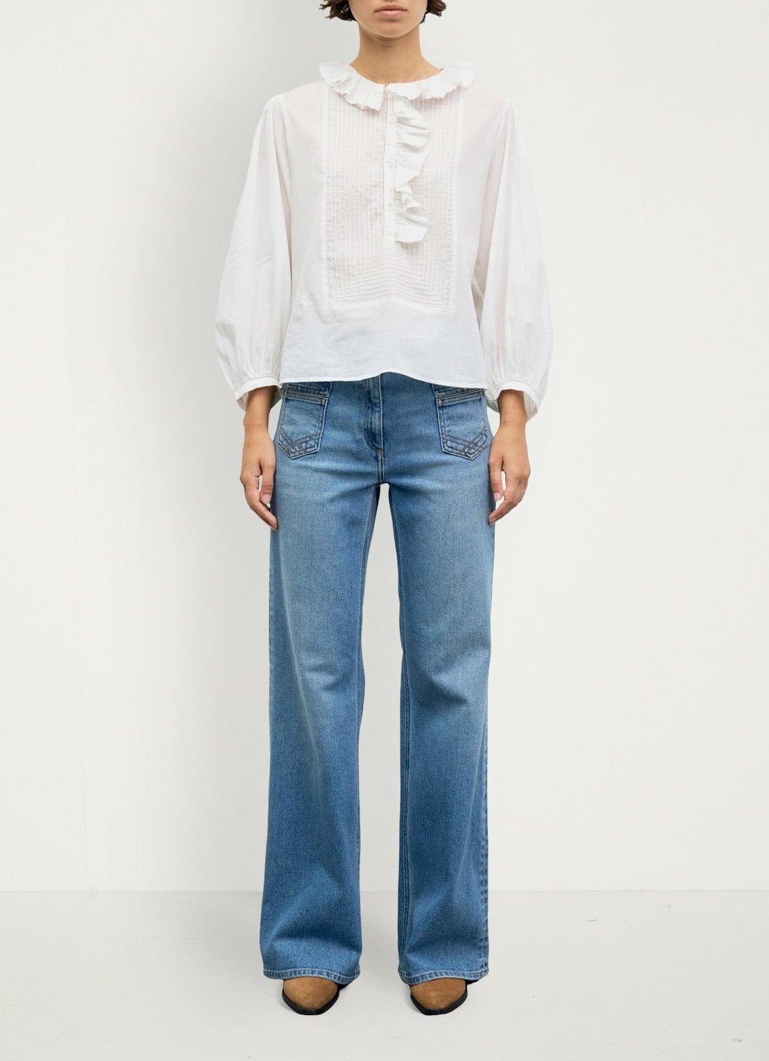 Gerard Darel Leone tuniek met ruches - voorkant 3 wit