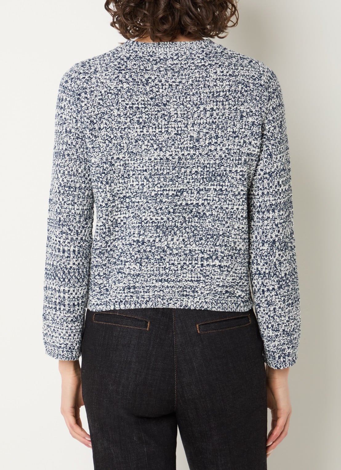 Gerard Darel Leora grofgebreid vest met tweed-look - achterkant 3 royalblauw