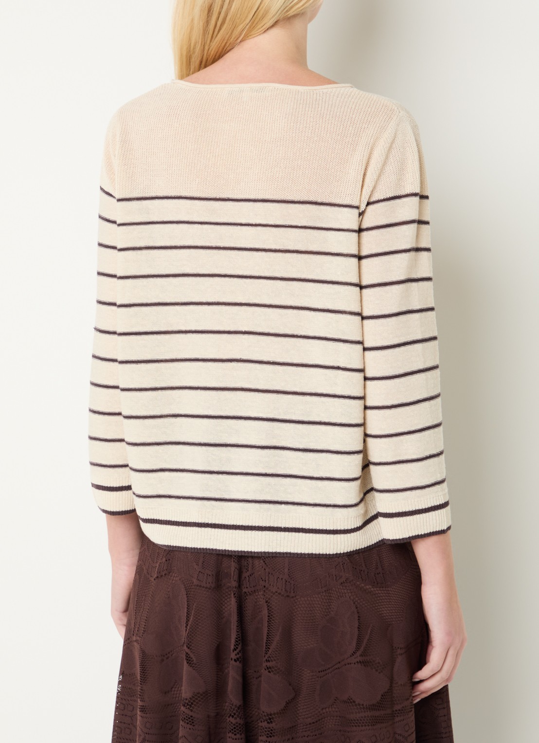Gerard Darel Levia fijgebreide pullover in linnenblend met streepprint - achterkant 2 beige