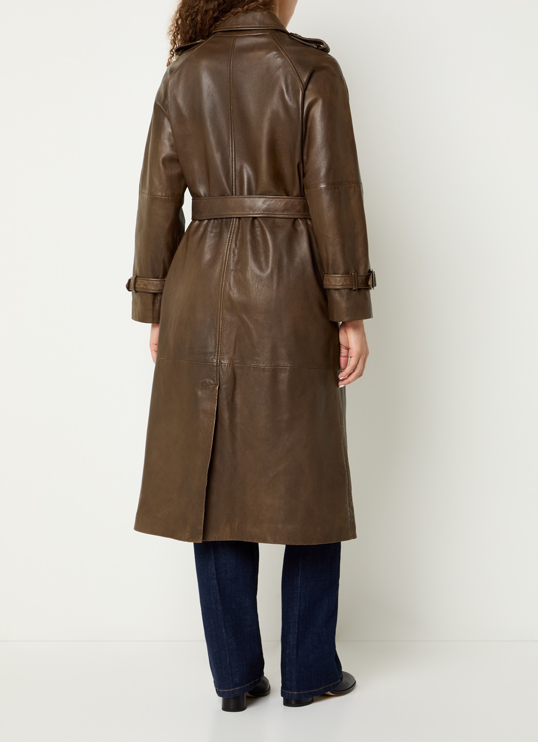 Gerard Darel Lexie trenchcoat van lamsleer met steekzakken - achterkant 2 hazelnootbruin