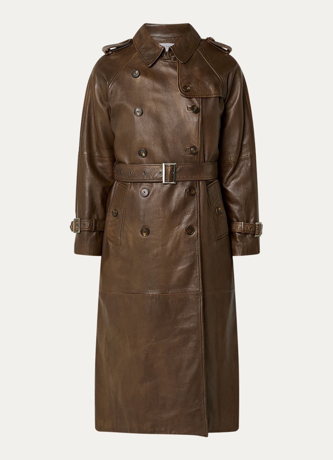 Gerard Darel Lexie trenchcoat van lamsleer met steekzakken - voorkant 3 hazelnootbruin
