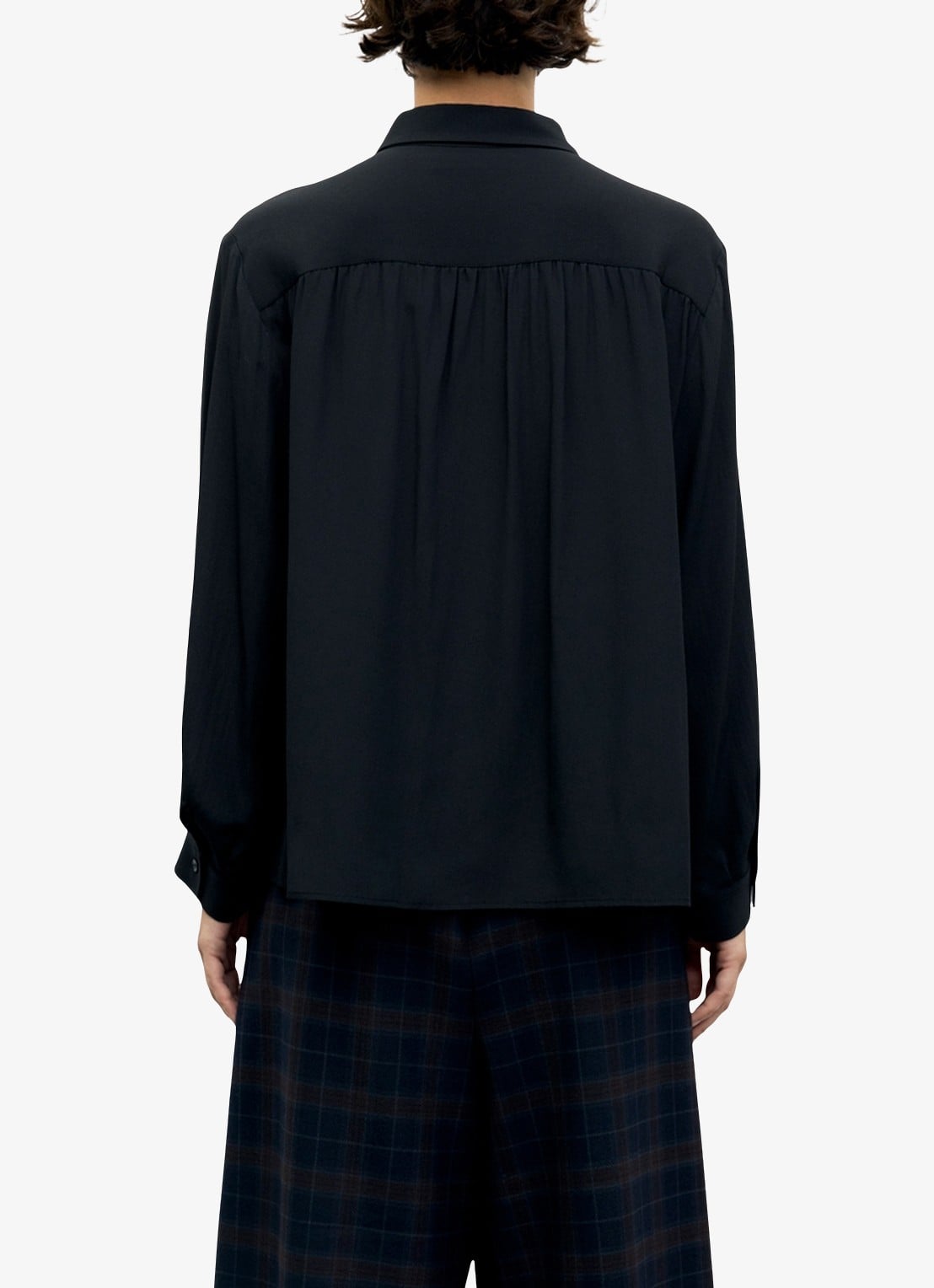 Gerard Darel Lilie blouse in zijdeblend met plooien - achterkant 4 zwart