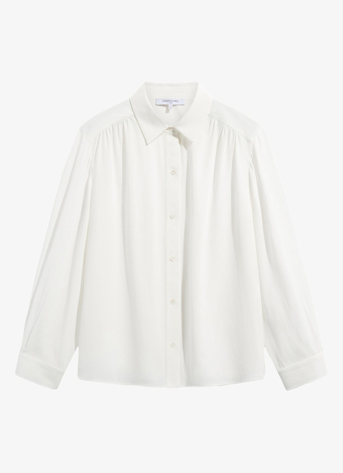 Gerard Darel Lilie blouse in zijdeblend met plooien - voorkant 2 creme