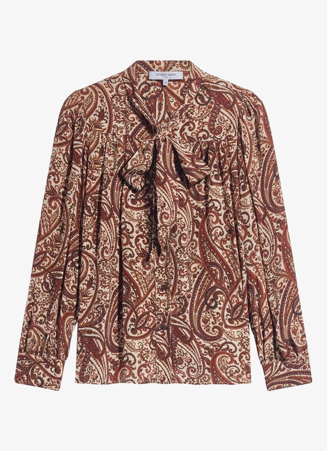 Gerard Darel Lisie blouse met sjaalkraag - voorkant 3 bruin