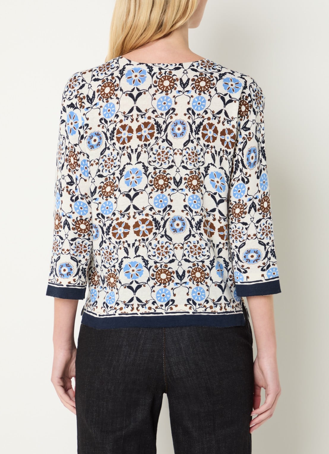 Gerard Darel Liva fijngebreide top in linnenblend met print - achterkant gebroken wit