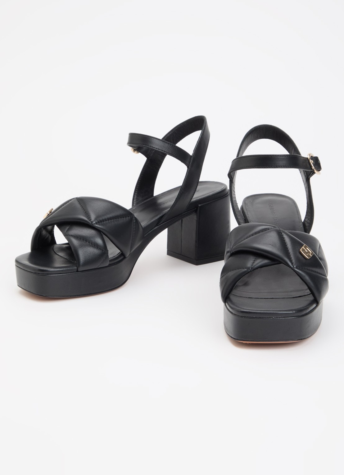 Gerard Darel Livia sandalette van leer met logo - detail 2 zwart
