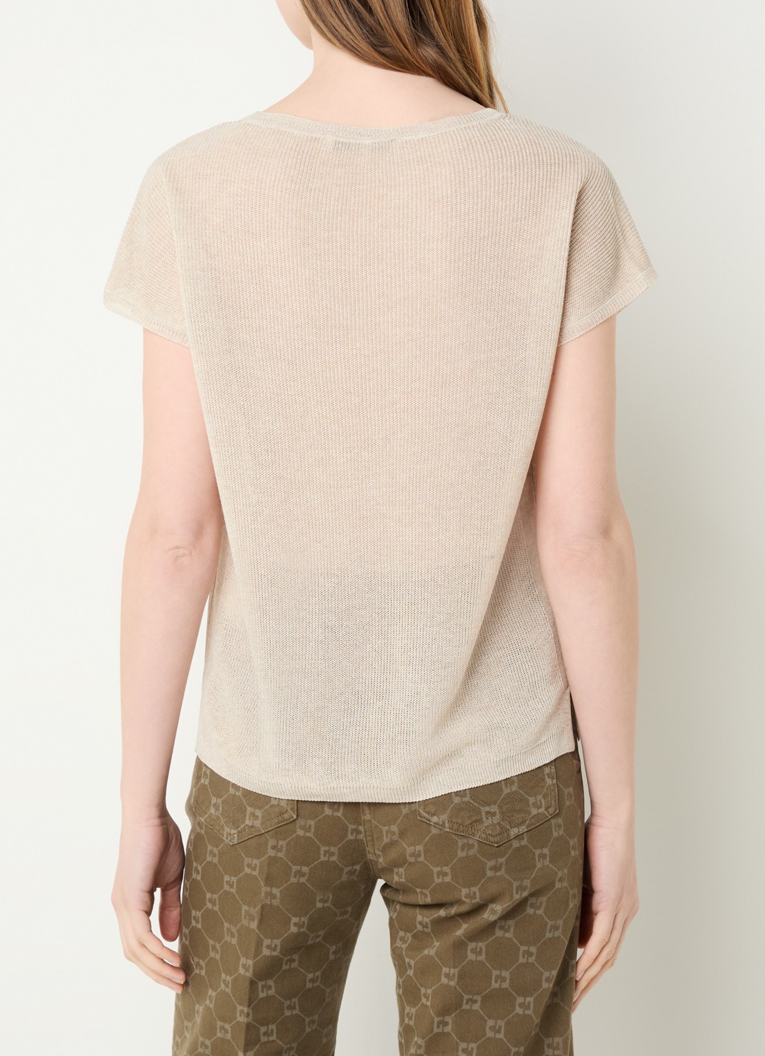 Gerard Darel Lixia grofgebreide top met ronde hals - achterkant beige