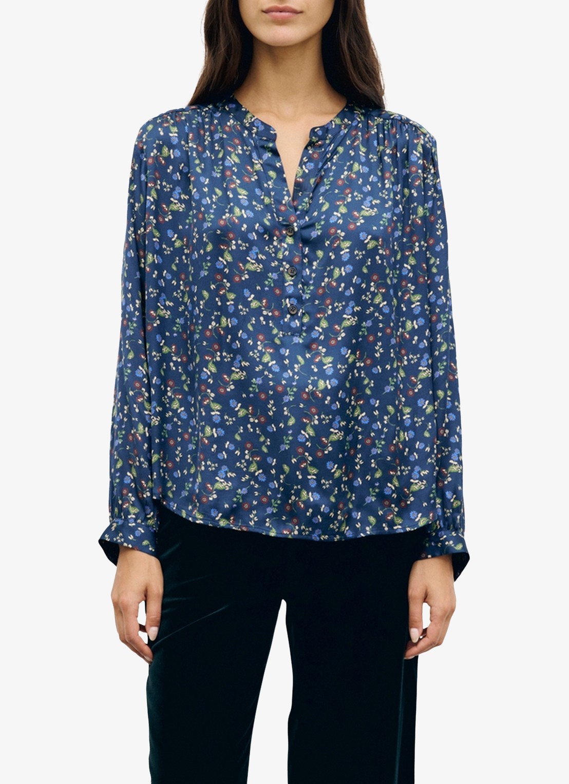 Gerard Darel Lolita tuniek met bloemenprint - detail blauw