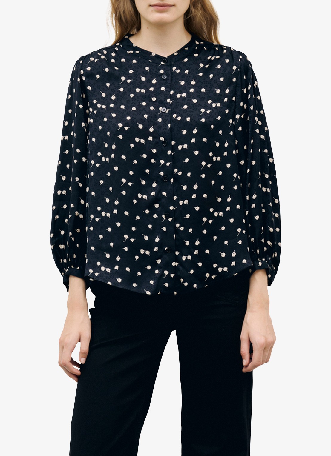 Gerard Darel Lonnie blouse met jacquard dessin - detail zwart