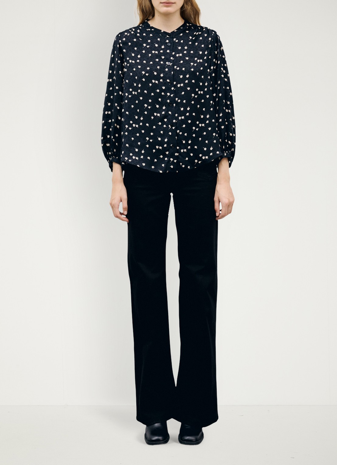 Gerard Darel Lonnie blouse met jacquard dessin - voorkant 3 zwart