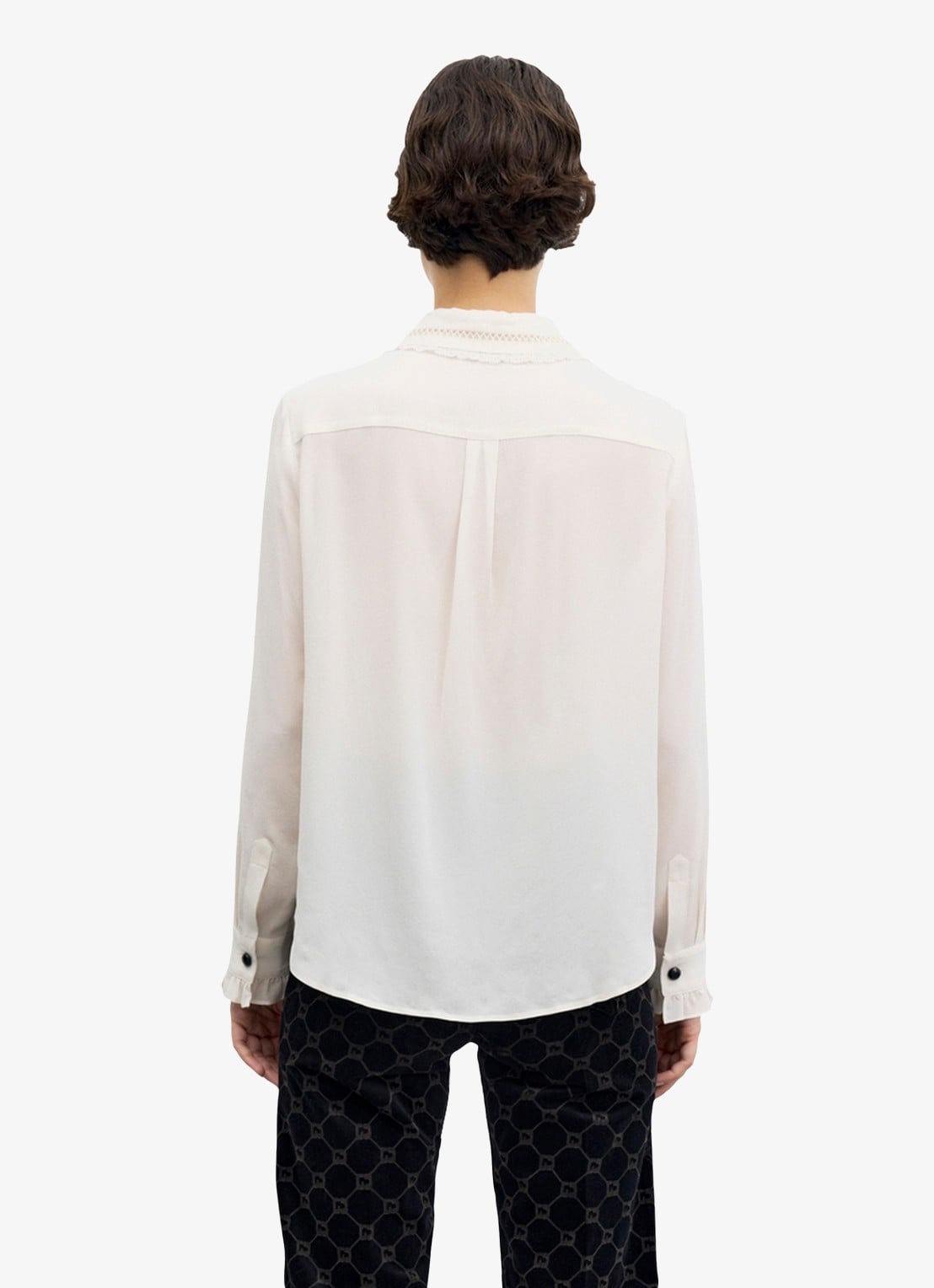 Gerard Darel Loren blouse van zijde met kant - achterkant 2 gebroken wit