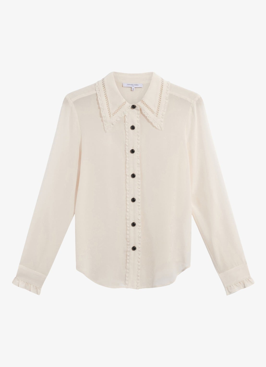 Gerard Darel Loren blouse van zijde met kant - voorkant 3 gebroken wit