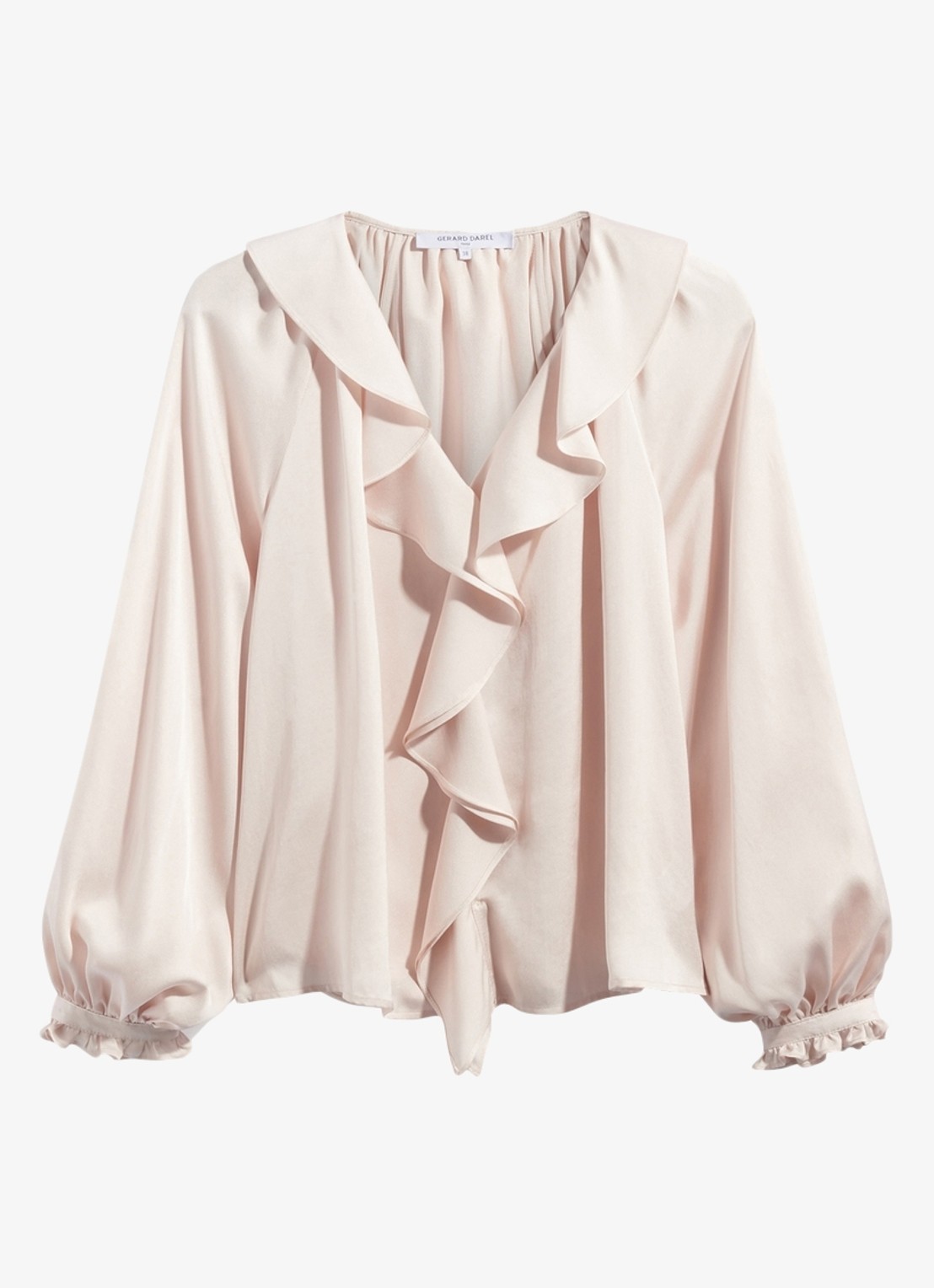 Gerard Darel Lori tuniek van satijn met ruches - voorkant 2 gebroken wit