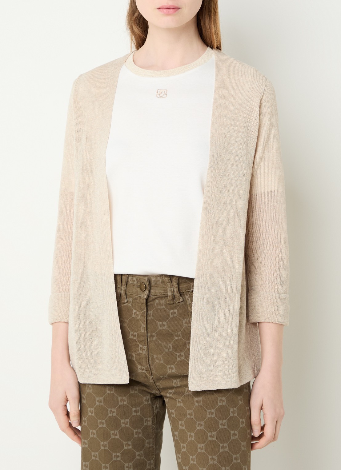 Gerard Darel Lorina grofgebreid openvallend vest - detail 3 beige