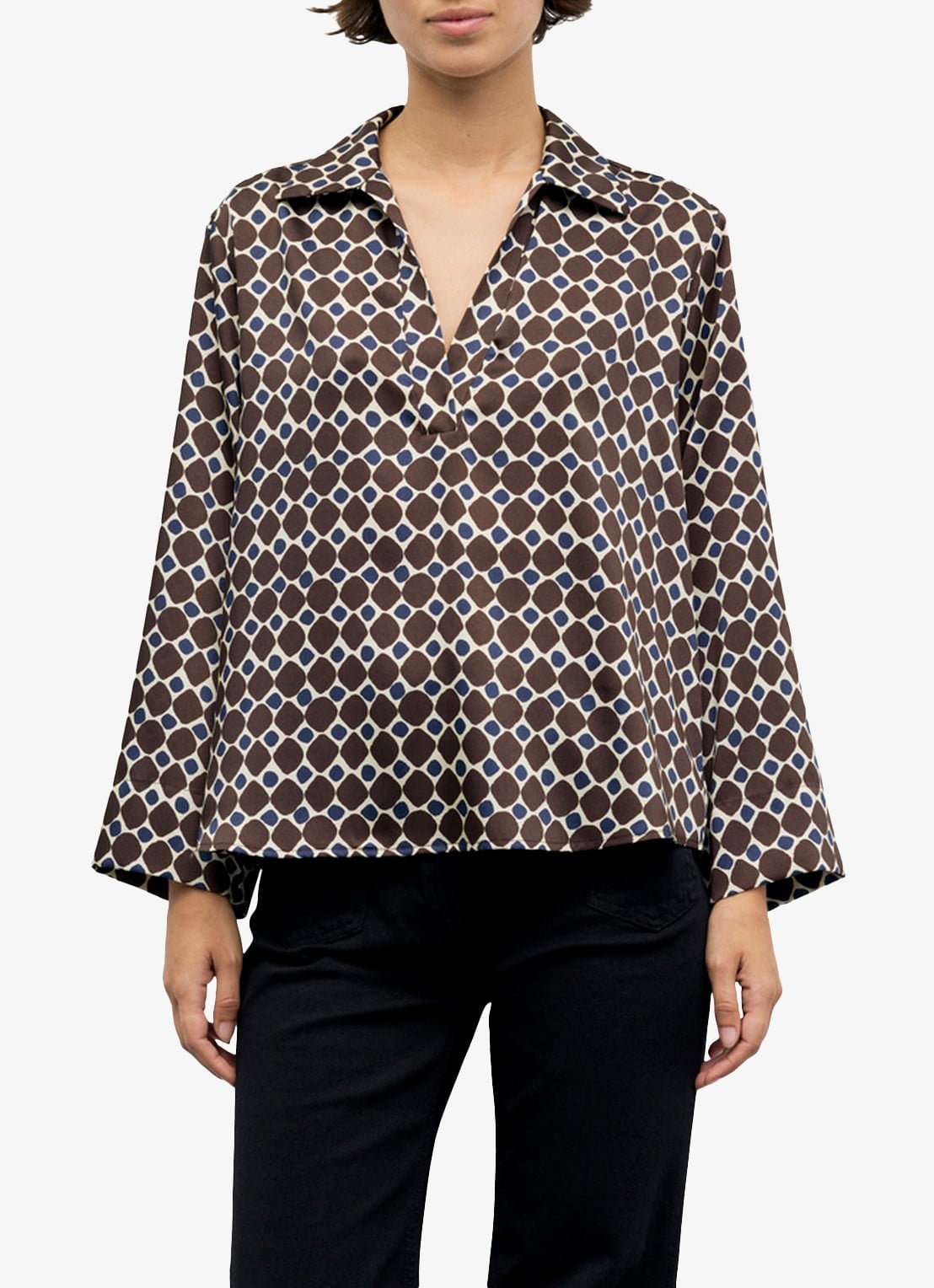 Gerard Darel Lorra blouse met grafische print - detail 4 bruin