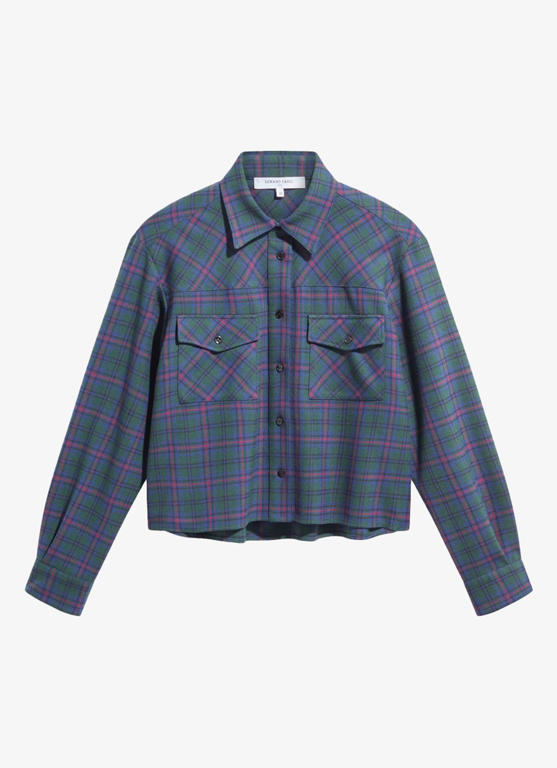 Gerard Darel Lotty cropped blouse met ruitdessin - voorkant 2 groen