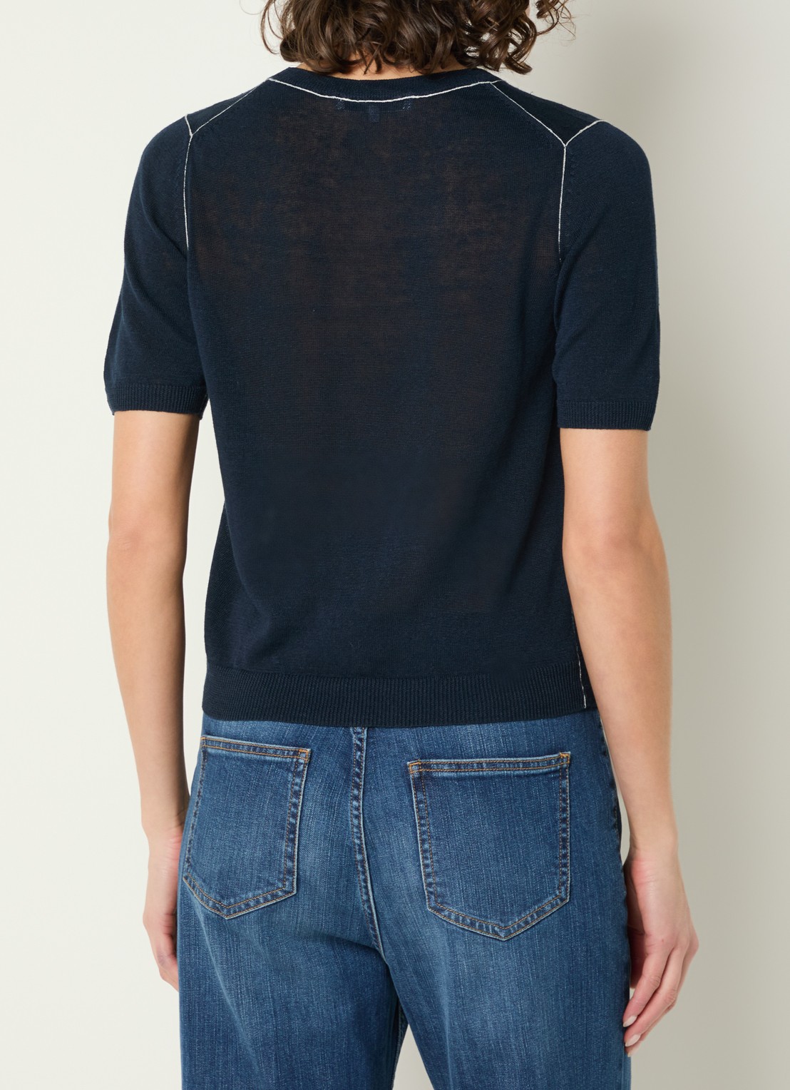Gerard Darel Loumia fijngebreide top in linnenblend - achterkant 3 donkerblauw