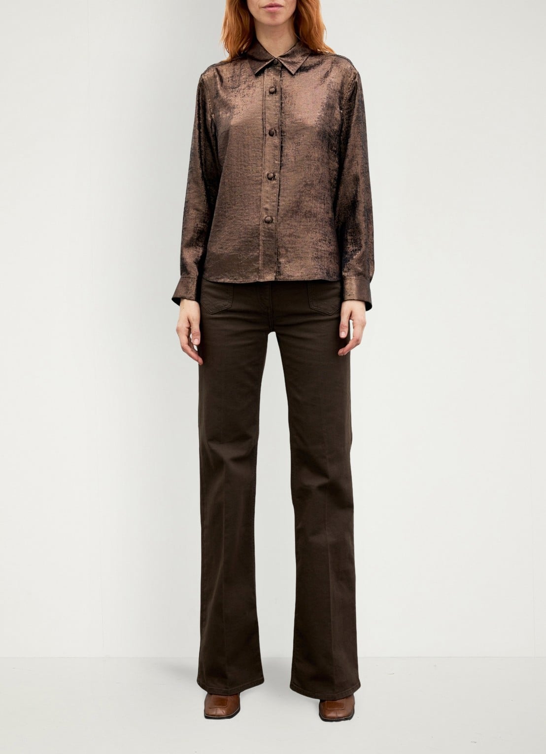 Gerard Darel Loyce blouse met glitter - voorkant 3 bruin
