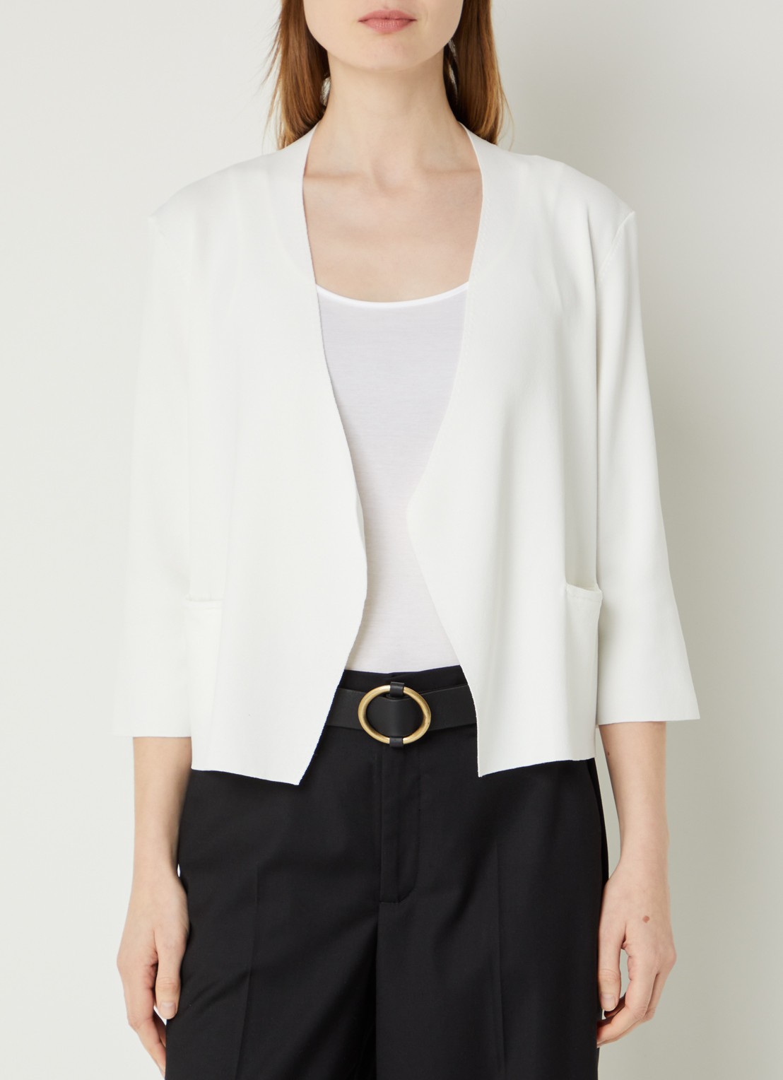 Gerard Darel Lynaya openvallend vest met steekzakken - detail 4 wit