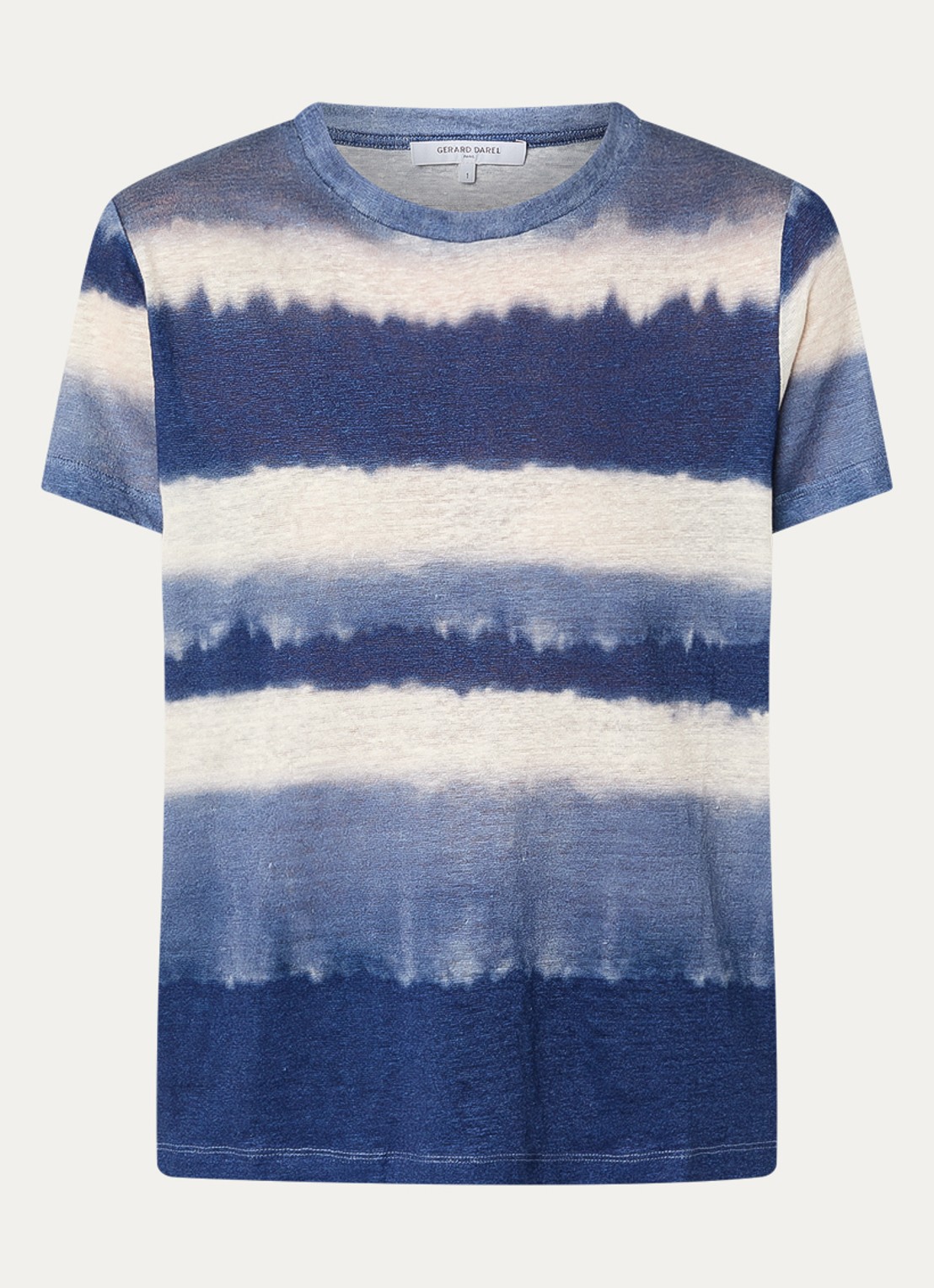 Gerard Darel Mabinty T-shirt van linnen met streepprint - voorkant 2 indigo