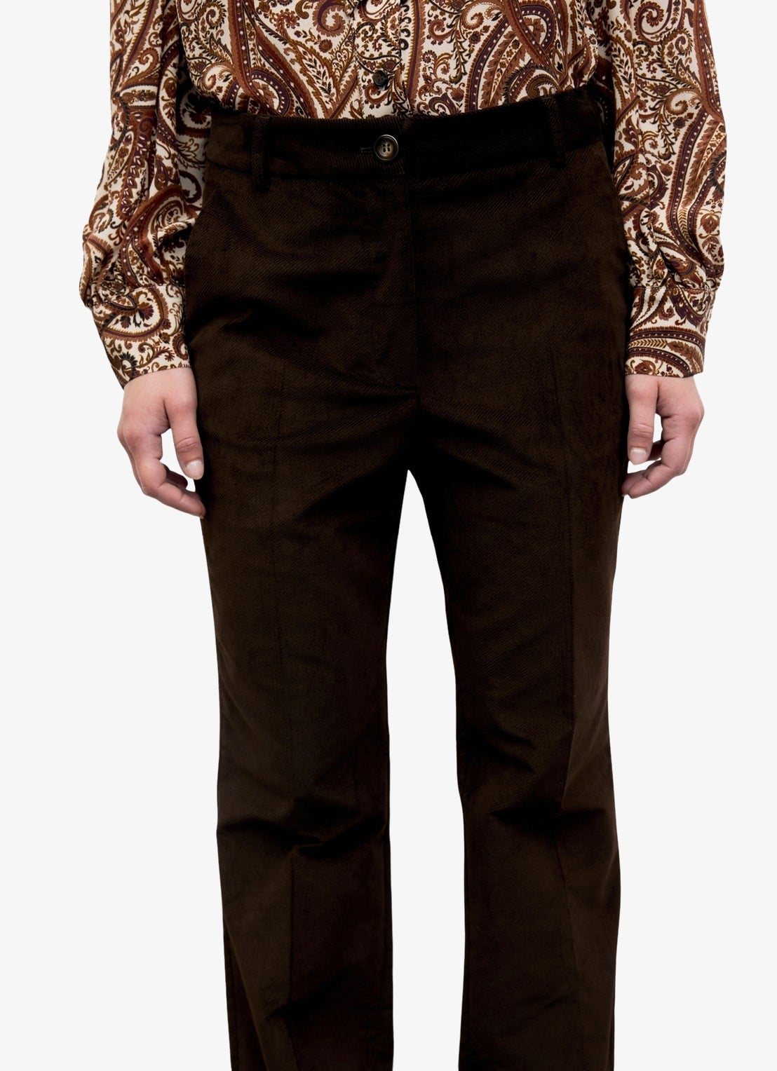 Gerard Darel Maby mid waist flared fit broek  - detail 2 donkerbruin