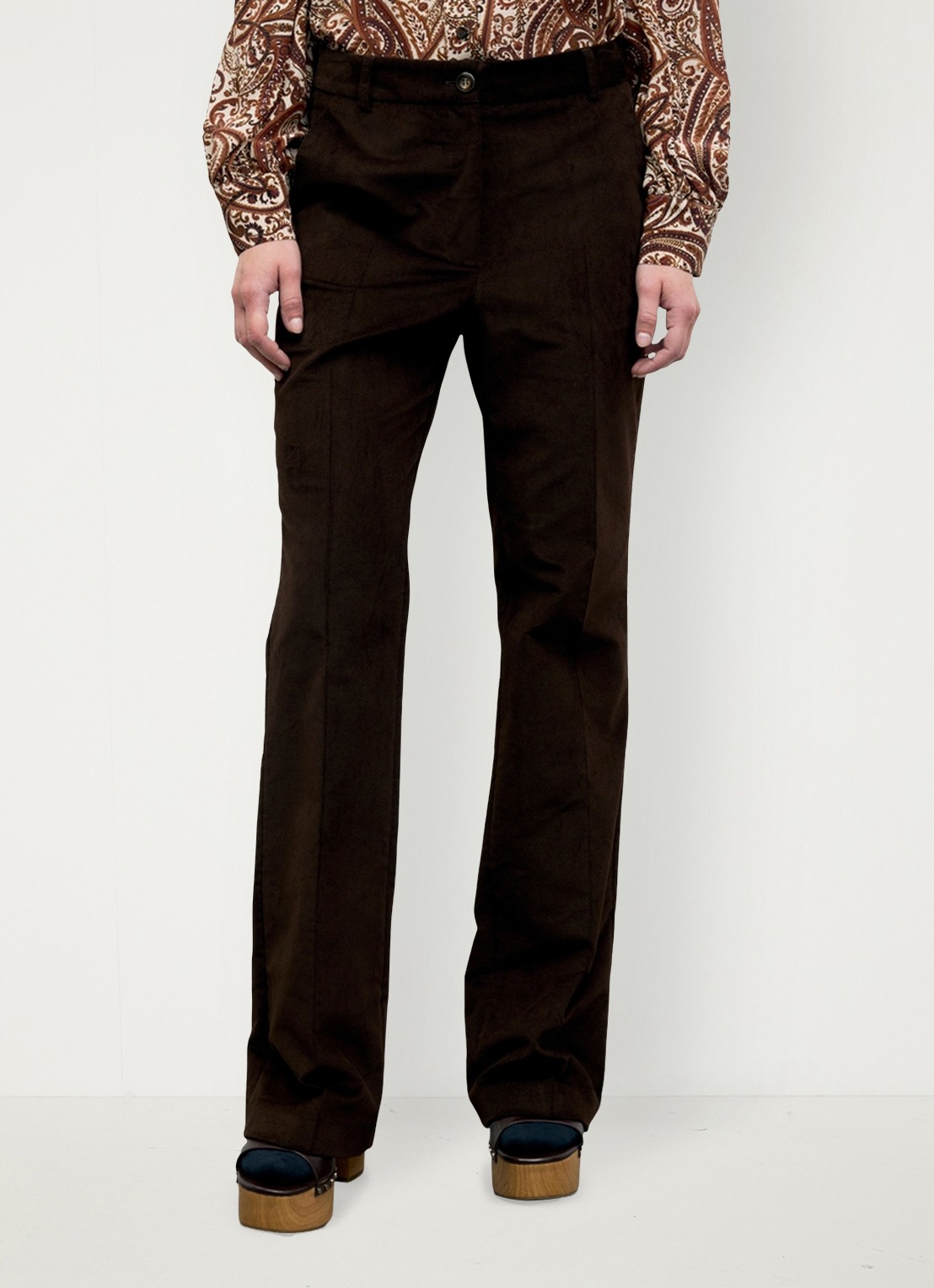 Gerard Darel Maby mid waist flared fit broek  - detail 3 donkerbruin