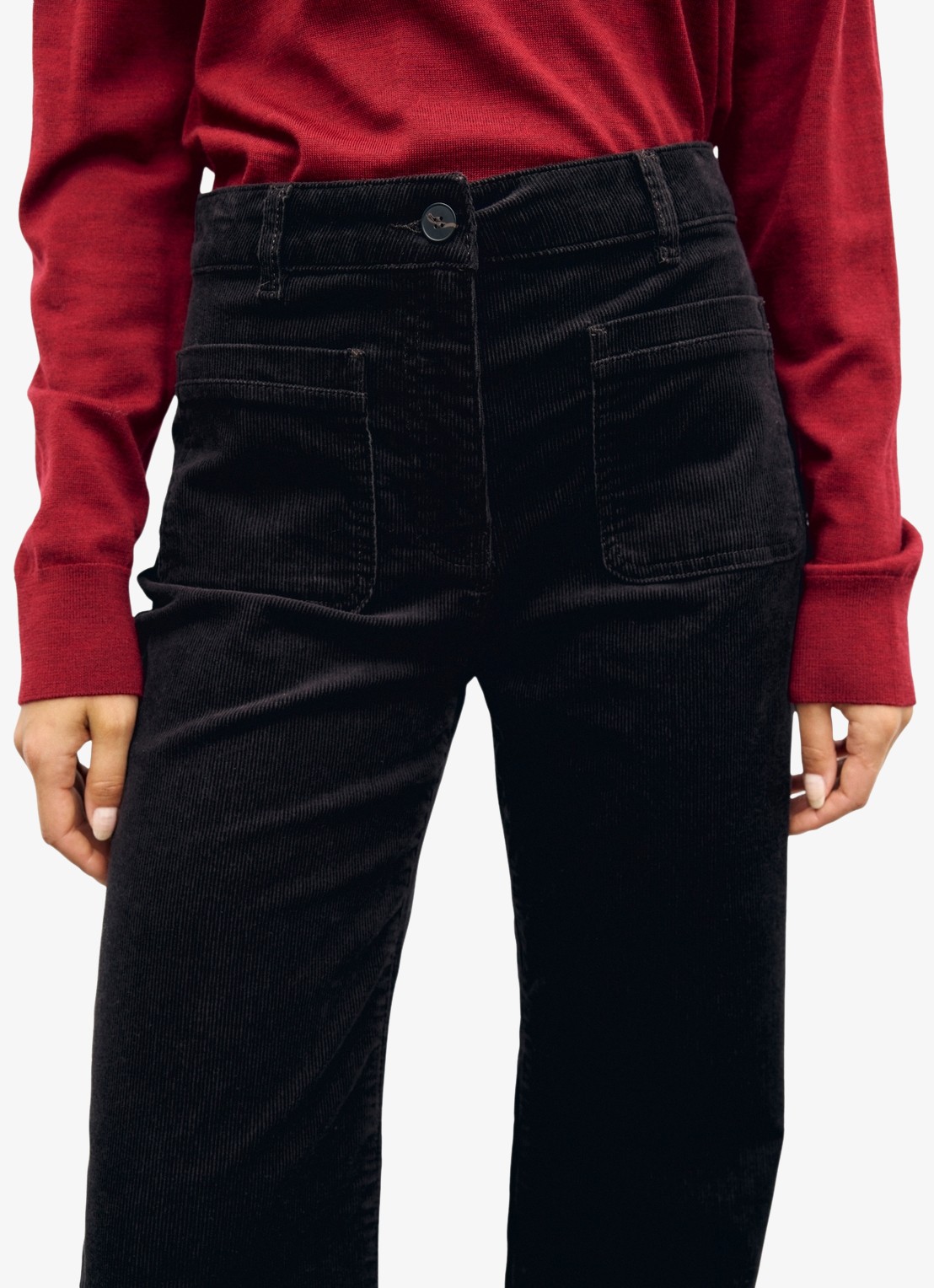 Gerard Darel Mael high waist flared jeans van corduroy met opgestikte zakken - detail 3 donkerbruin