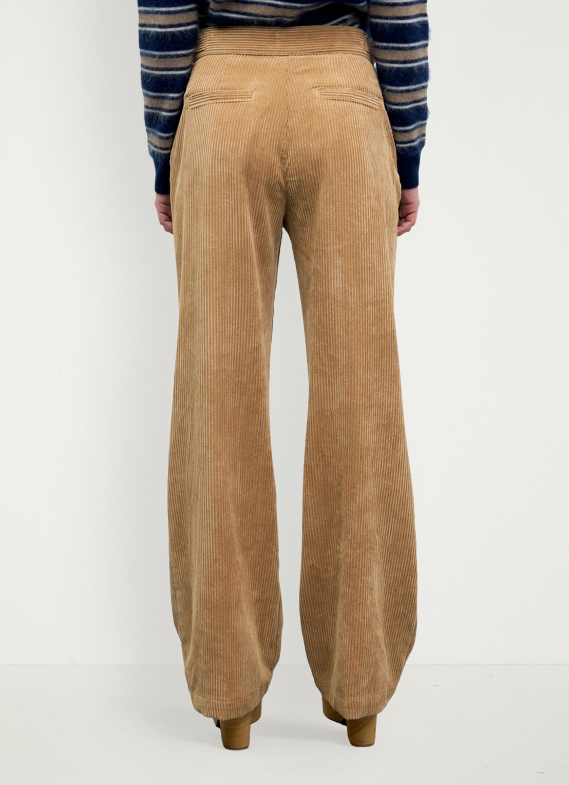 Gerard Darel Maev high waist loose fit broek  - achterkant 5 zand