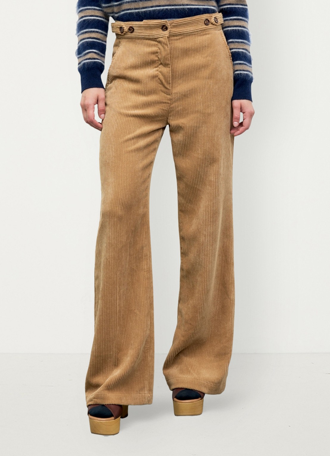 Gerard Darel Maev high waist loose fit broek  - detail 3 zand