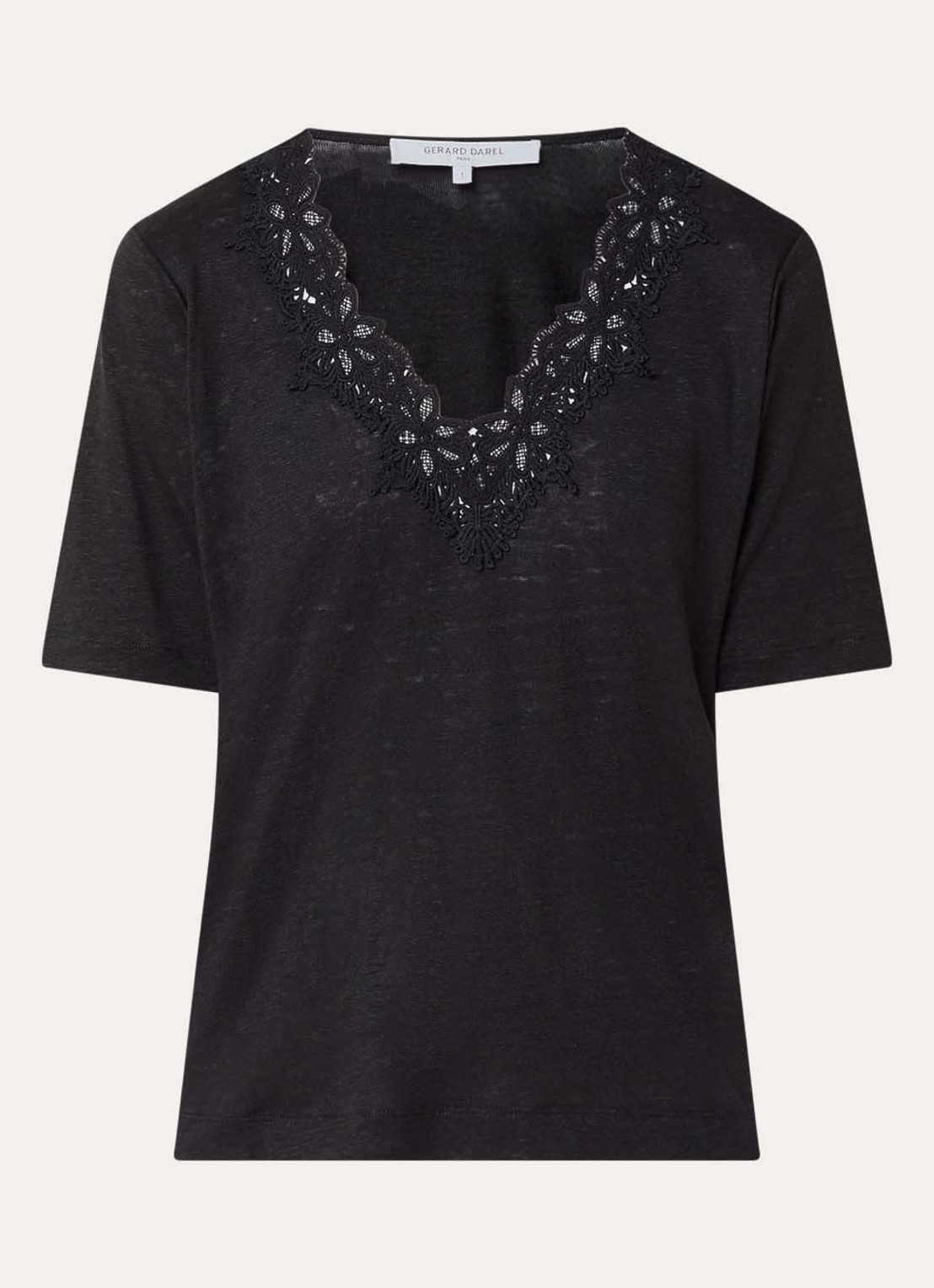 Gerard Darel Maevanelle top met broderie - voorkant 3 zwart