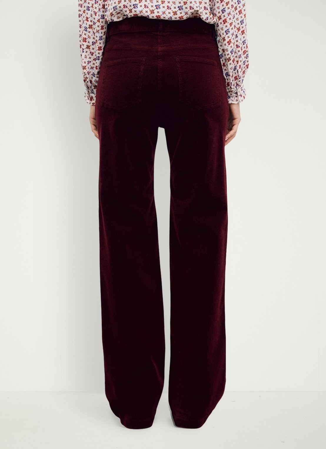 Gerard Darel Mag high waist wide fit broek van corduroy - achterkant 5 donkerrood