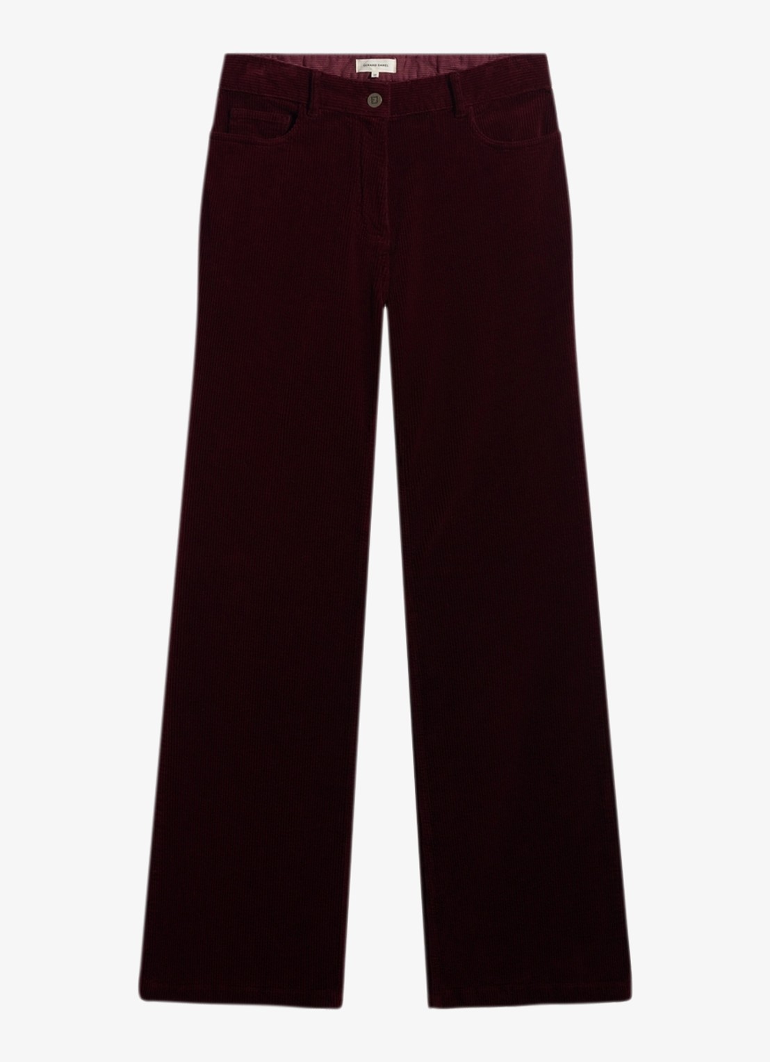 Gerard Darel Mag high waist wide fit broek van corduroy - voorkant donkerrood
