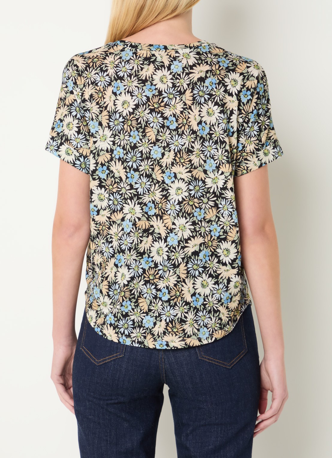 Gerard Darel Malinae T-shirt met bloemenprint - achterkant 4 zwart