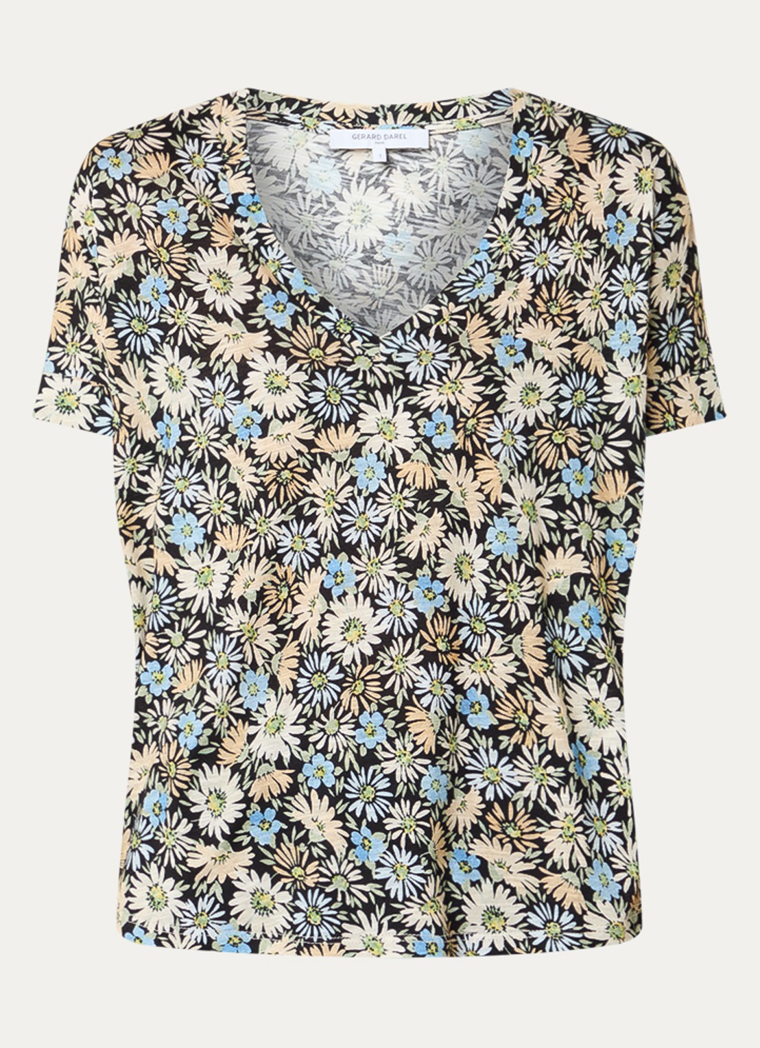 Gerard Darel Malinae T-shirt met bloemenprint - voorkant zwart