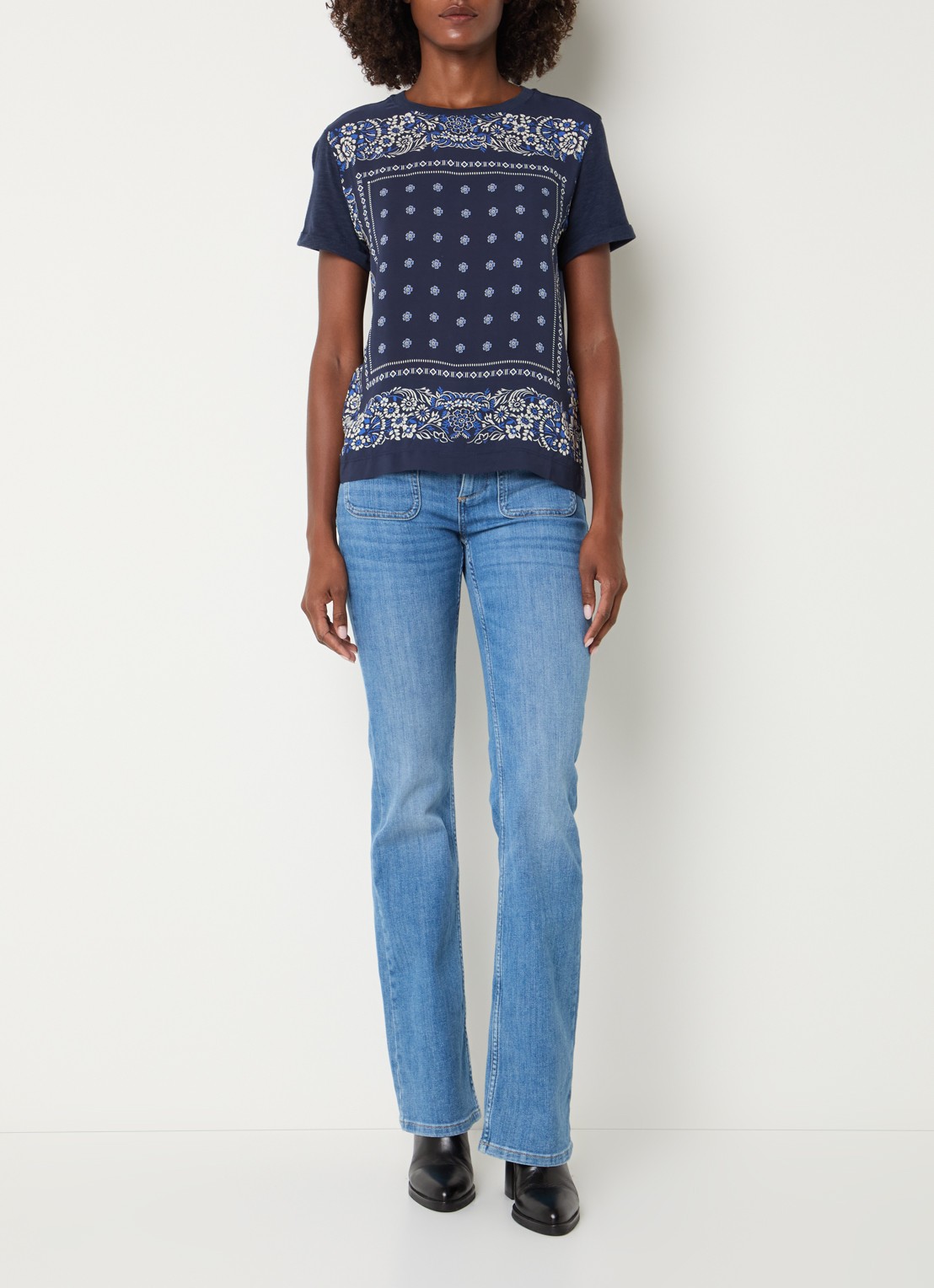 Gerard Darel Manolia T-shirt met paisley dessin - voorkant 3 donkerblauw
