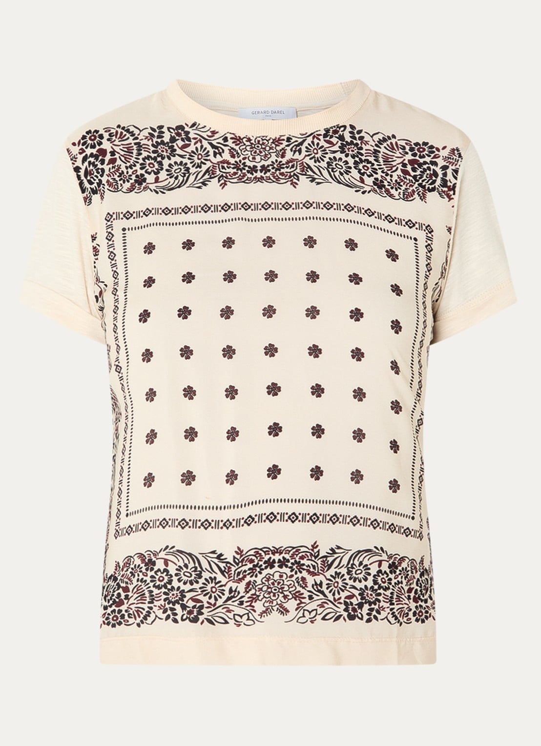 Gerard Darel Manolia T-shirt met paisley dessin - voorkant 2 creme