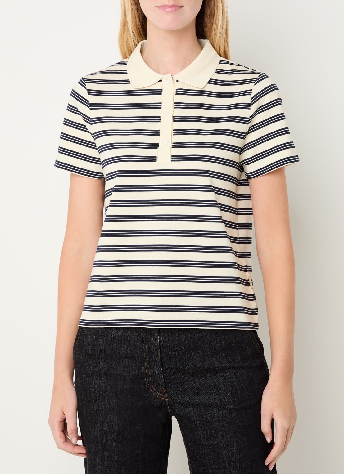 Gerard Darel Marcie polo met streepprint - detail 4 ivoor