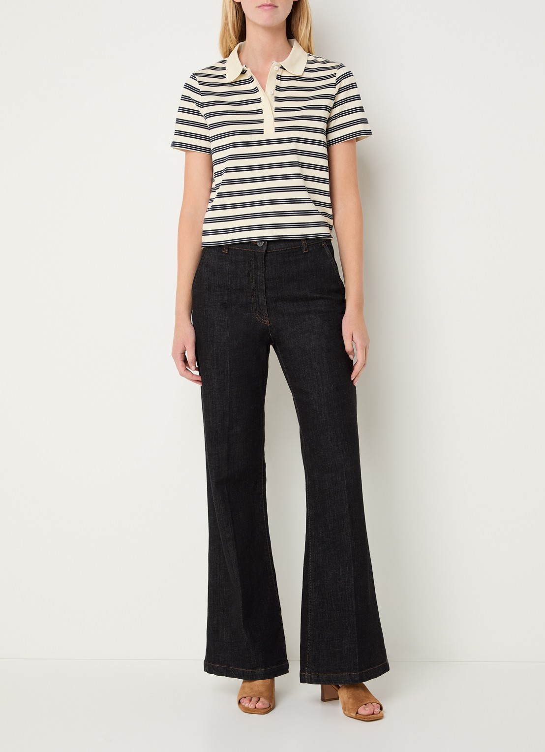 Gerard Darel Marcie polo met streepprint - voorkant 3 ivoor