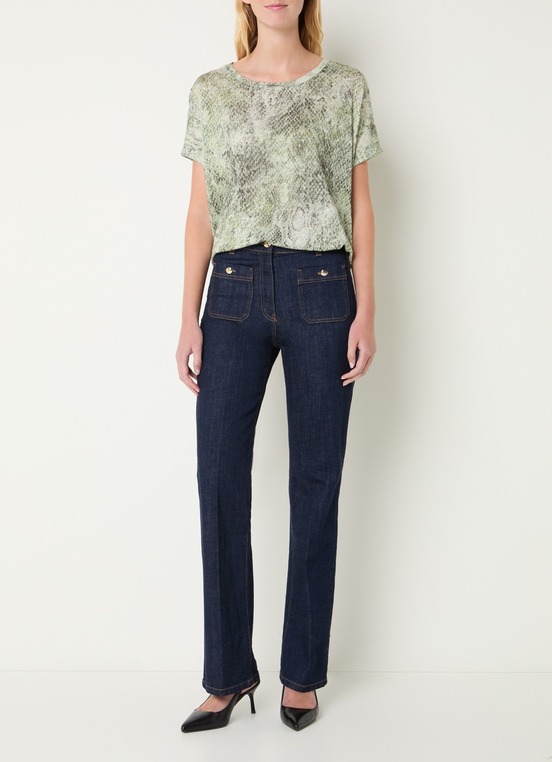 Gerard Darel Mariel T-shirt met slangenprint - voorkant 2 groen