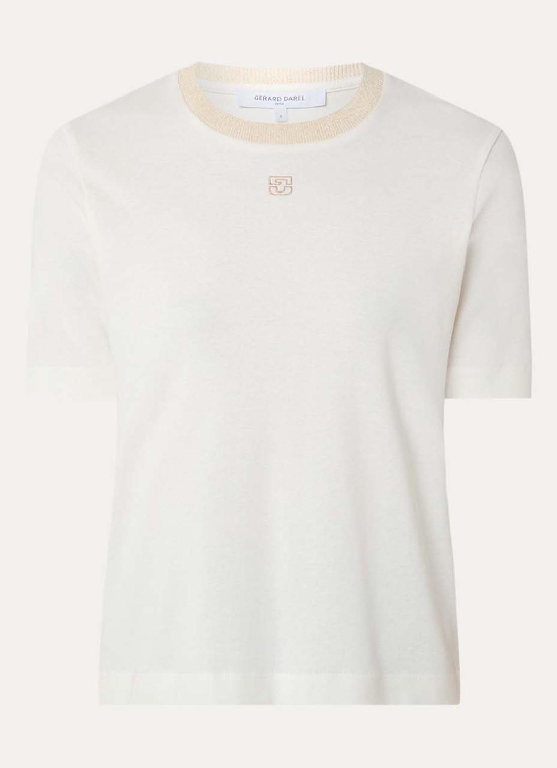 Gerard Darel Mavie T-shirt met logoborduring - voorkant gebroken wit