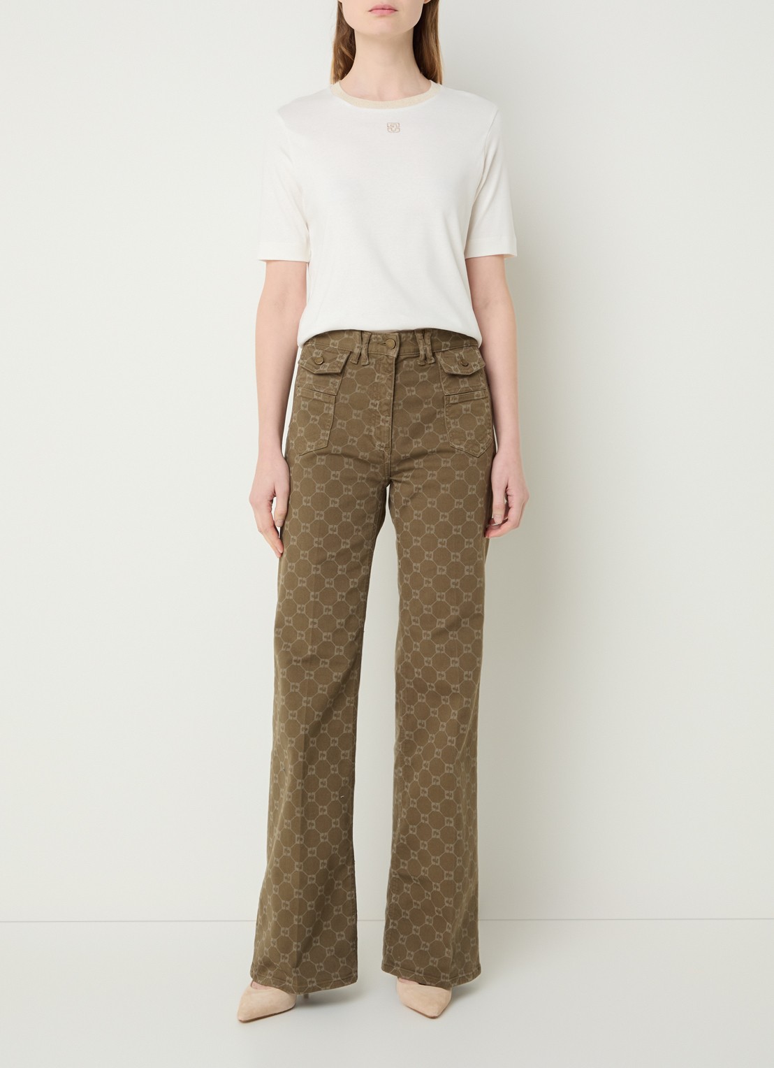Gerard Darel Mavie T-shirt met logoborduring - voorkant 2 gebroken wit