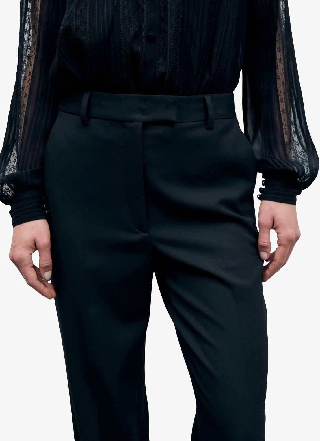 Gerard Darel Meg high waist straight leg pantalon - detail 2 zwart