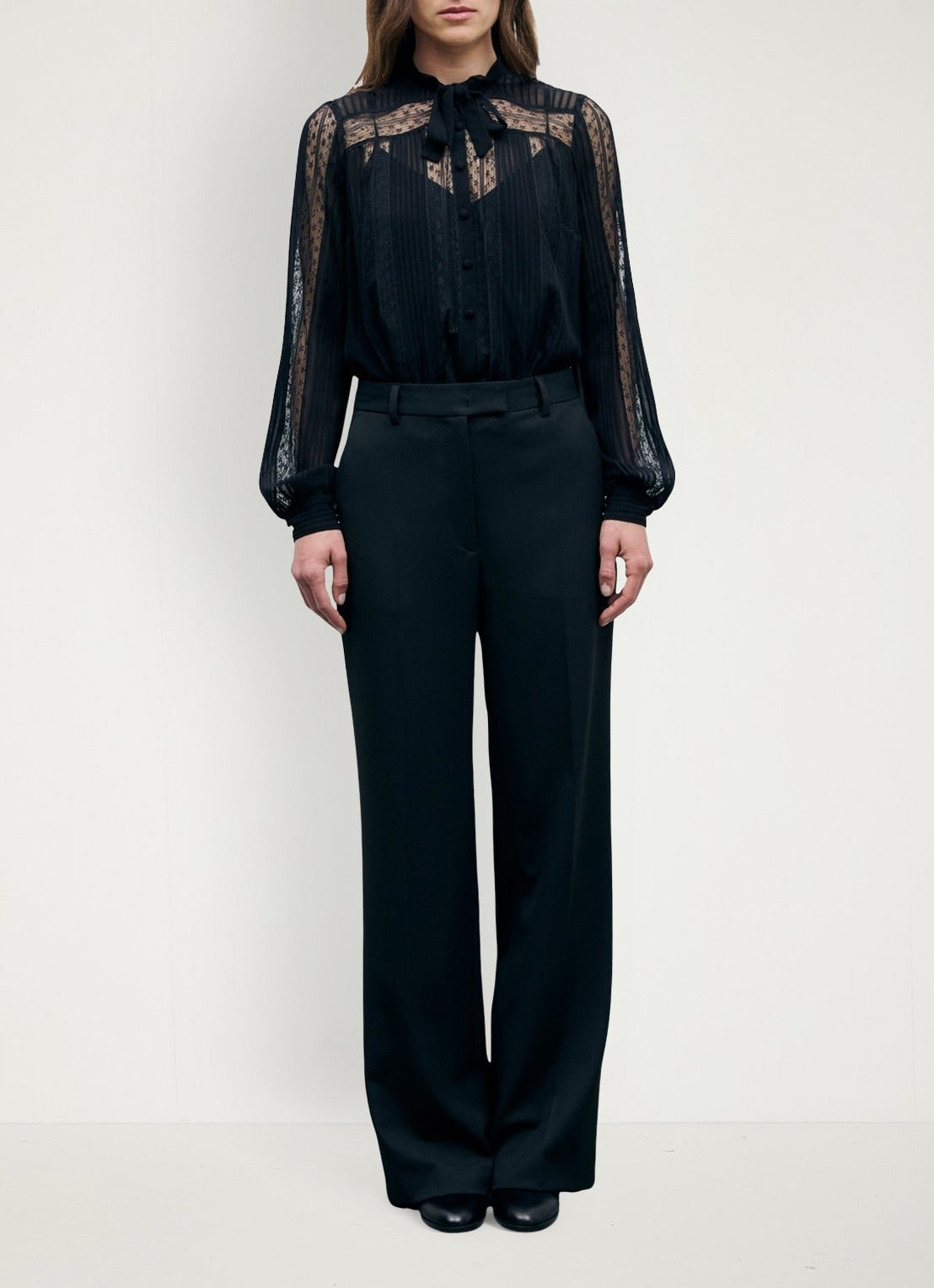 Gerard Darel Meg high waist straight leg pantalon - voorkant 6 zwart