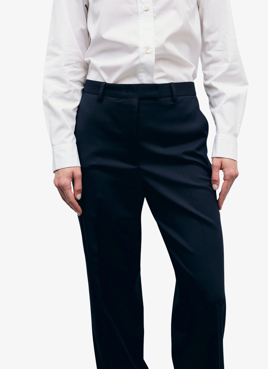 Gerard Darel Megan mid waist straight leg pantalon in wolblend - detail 2 blauw