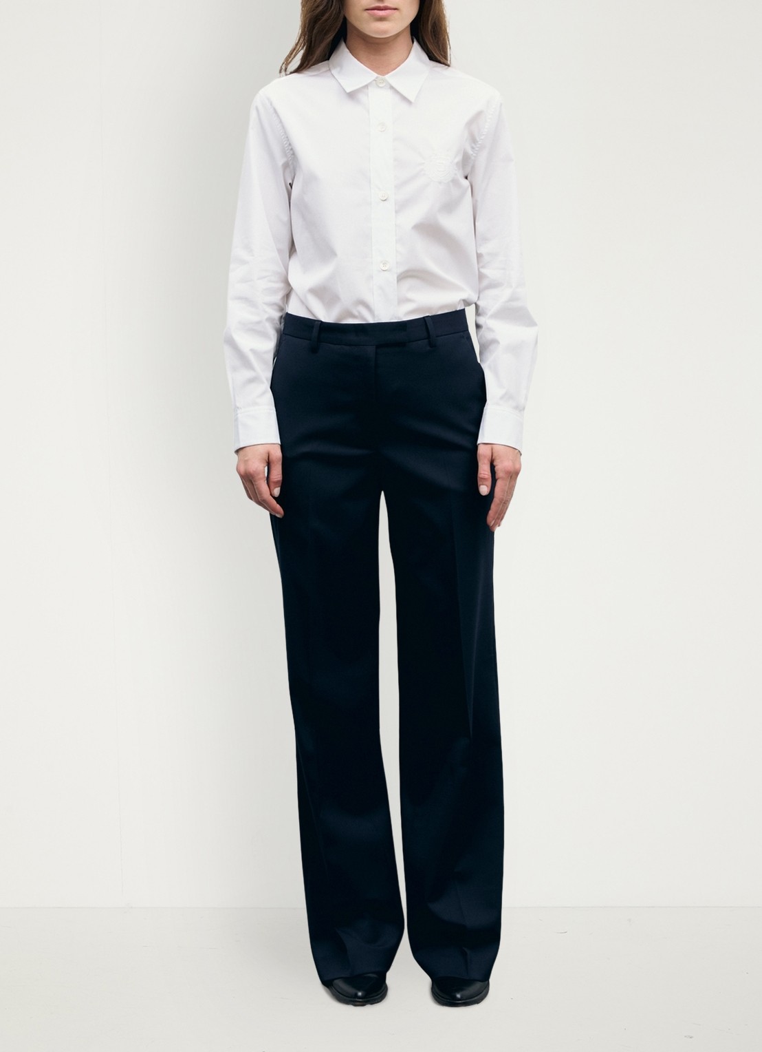 Gerard Darel Megan mid waist straight leg pantalon in wolblend - voorkant 5 blauw