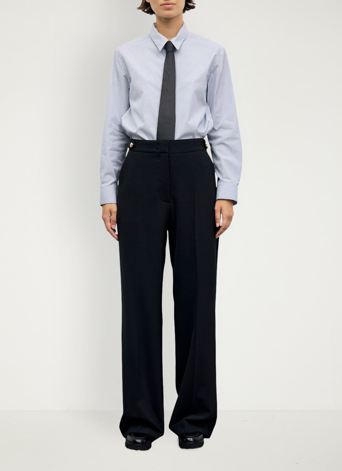 Gerard Darel Mela mid waist loose fit pantalon - voorkant 5 zwart