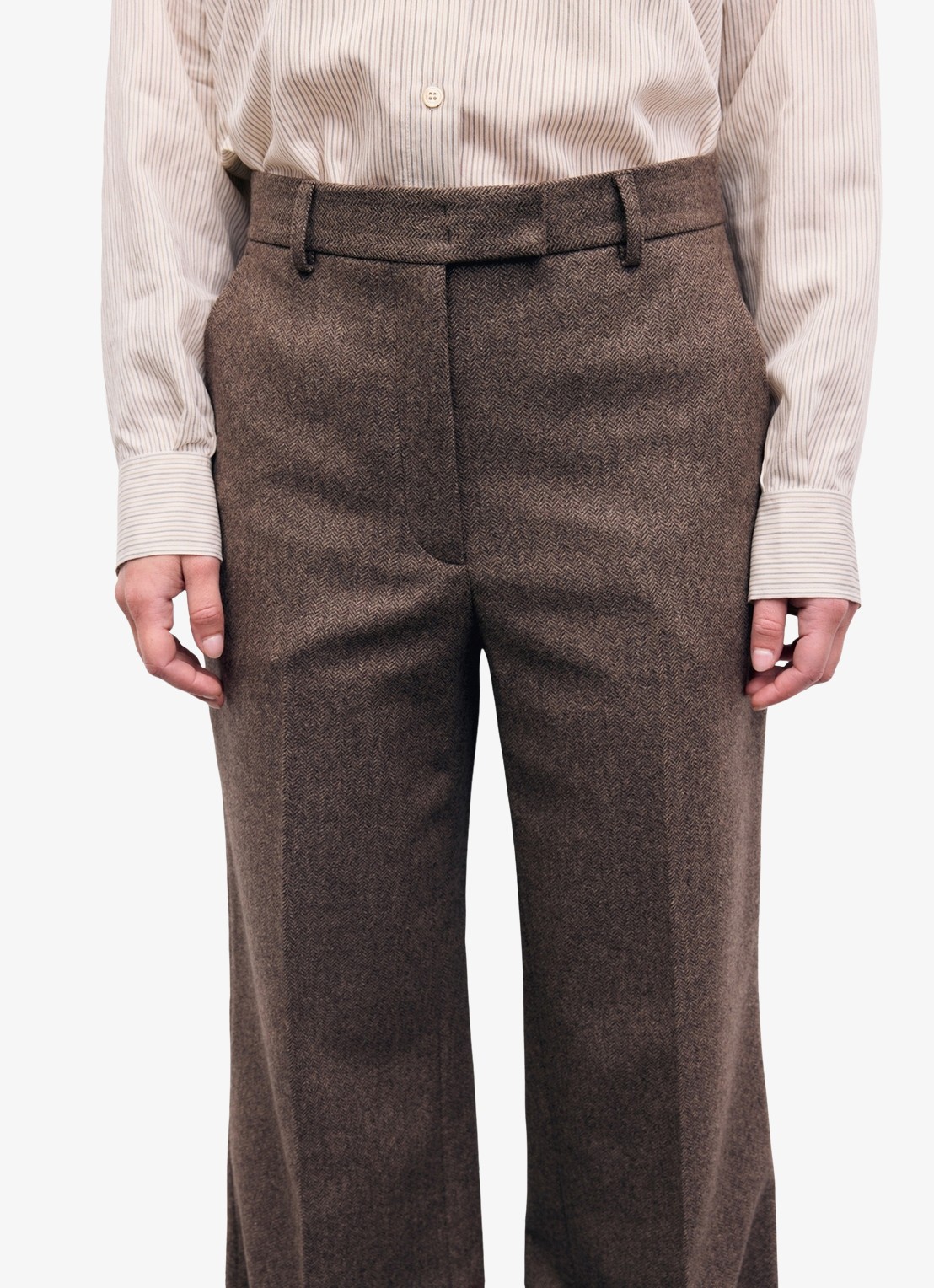 Gerard Darel Mia Wide herringbone suit pants  - detail 2 bruin