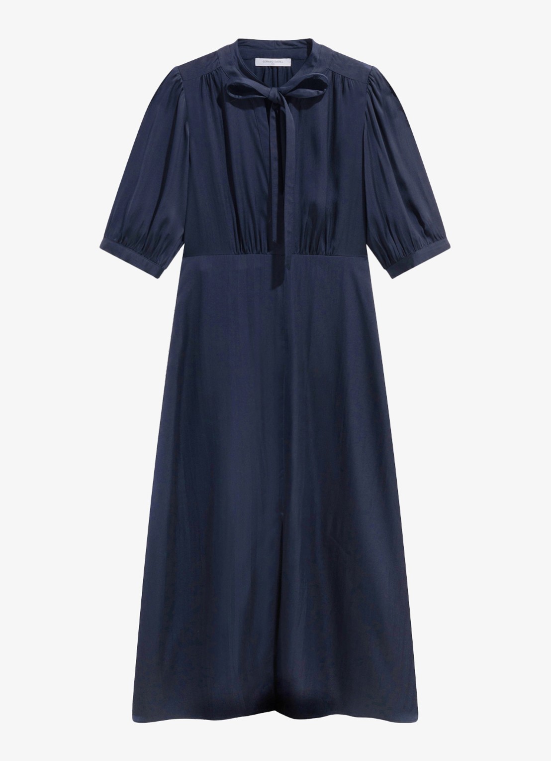 Gerard Darel Midi jurk met pofmouwen - voorkant donkerblauw